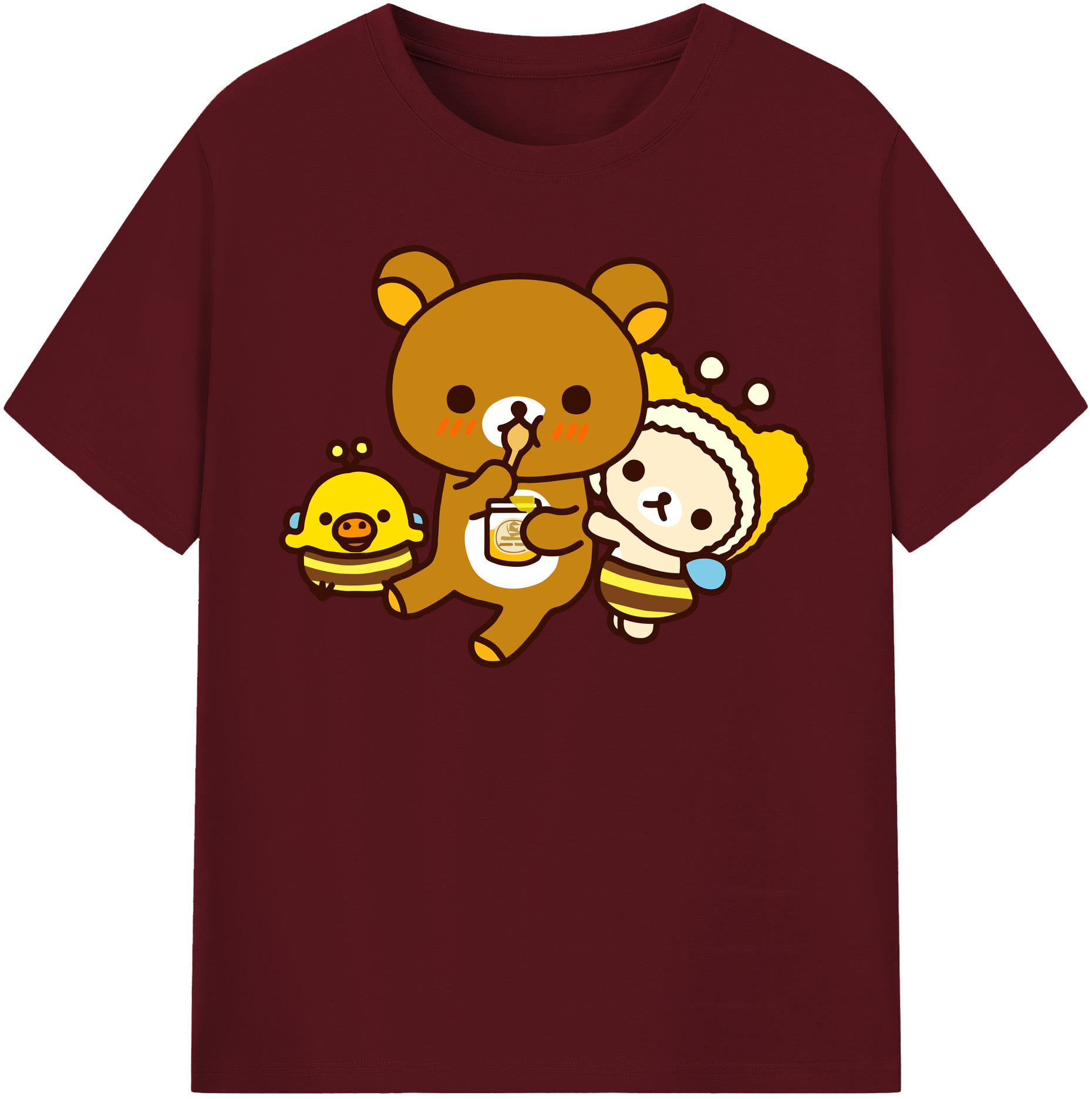 （画像用） リラックマ リラックマ キイロイトリ Rilakkuma Korilakkuma Kiiroitori 綿100％半袖Tシャツ（フロントプリント）